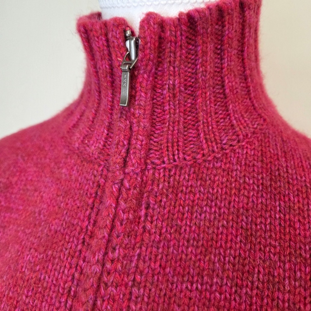 LL‎ Bean Womens Magenta Pink Lambswool Angora Zip Up Mock Neck Sweater S-REG - Picture 5 of 6